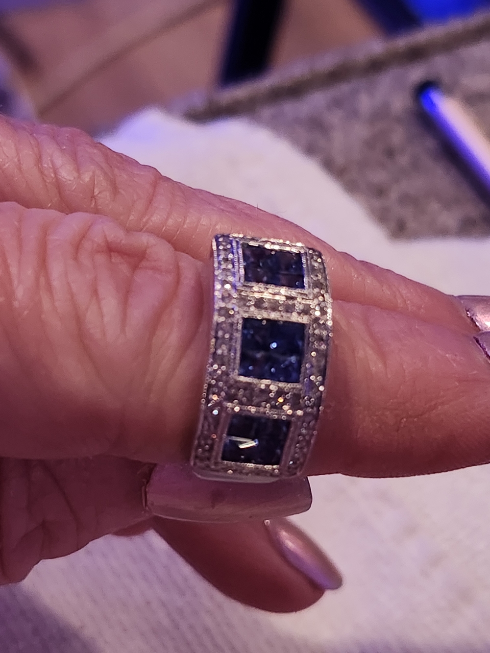 Elegant Blue Sapphire And Diamond Ring